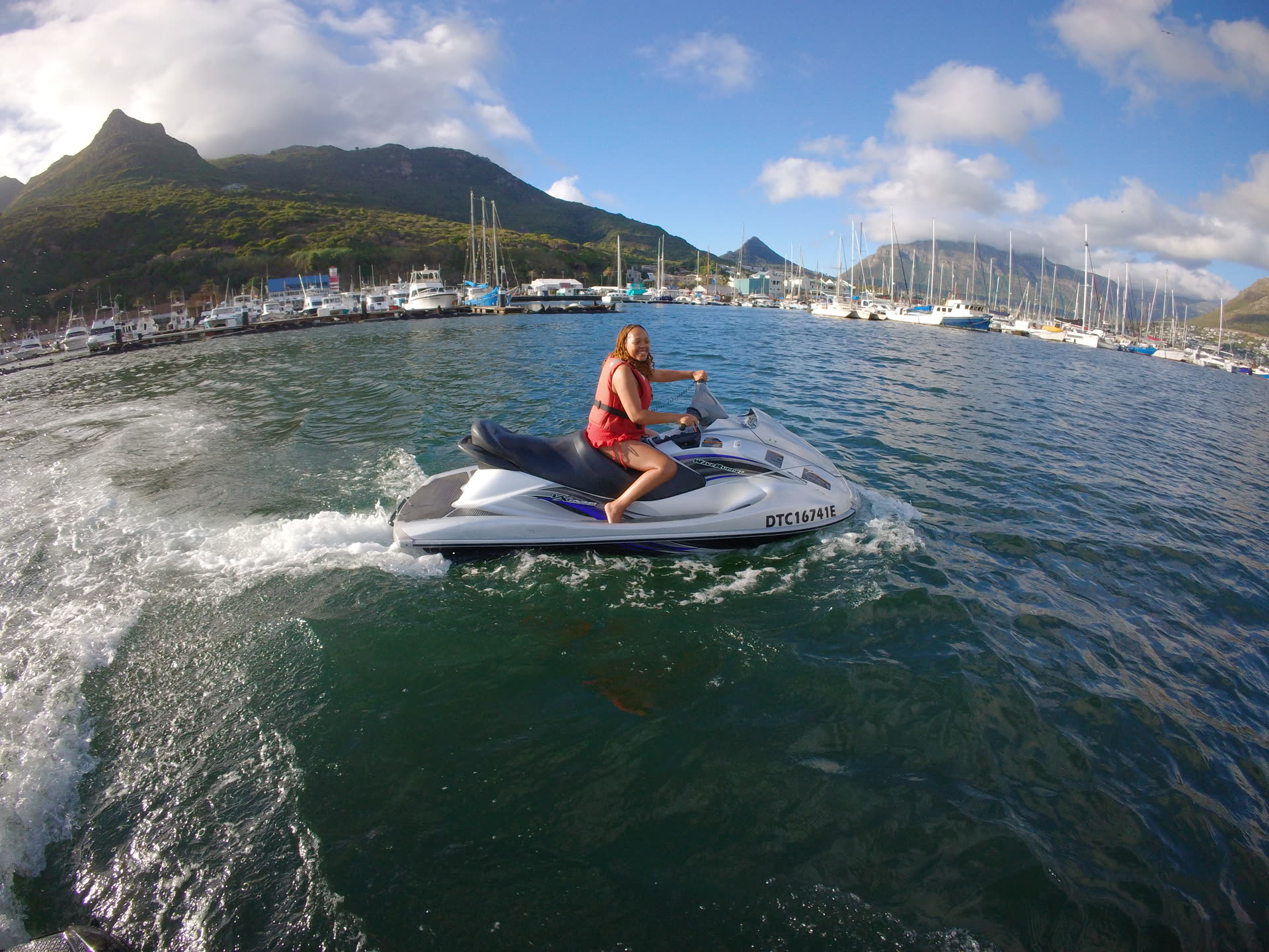 Riders on Yamaha jet skis in Hout Bay, Cape Town