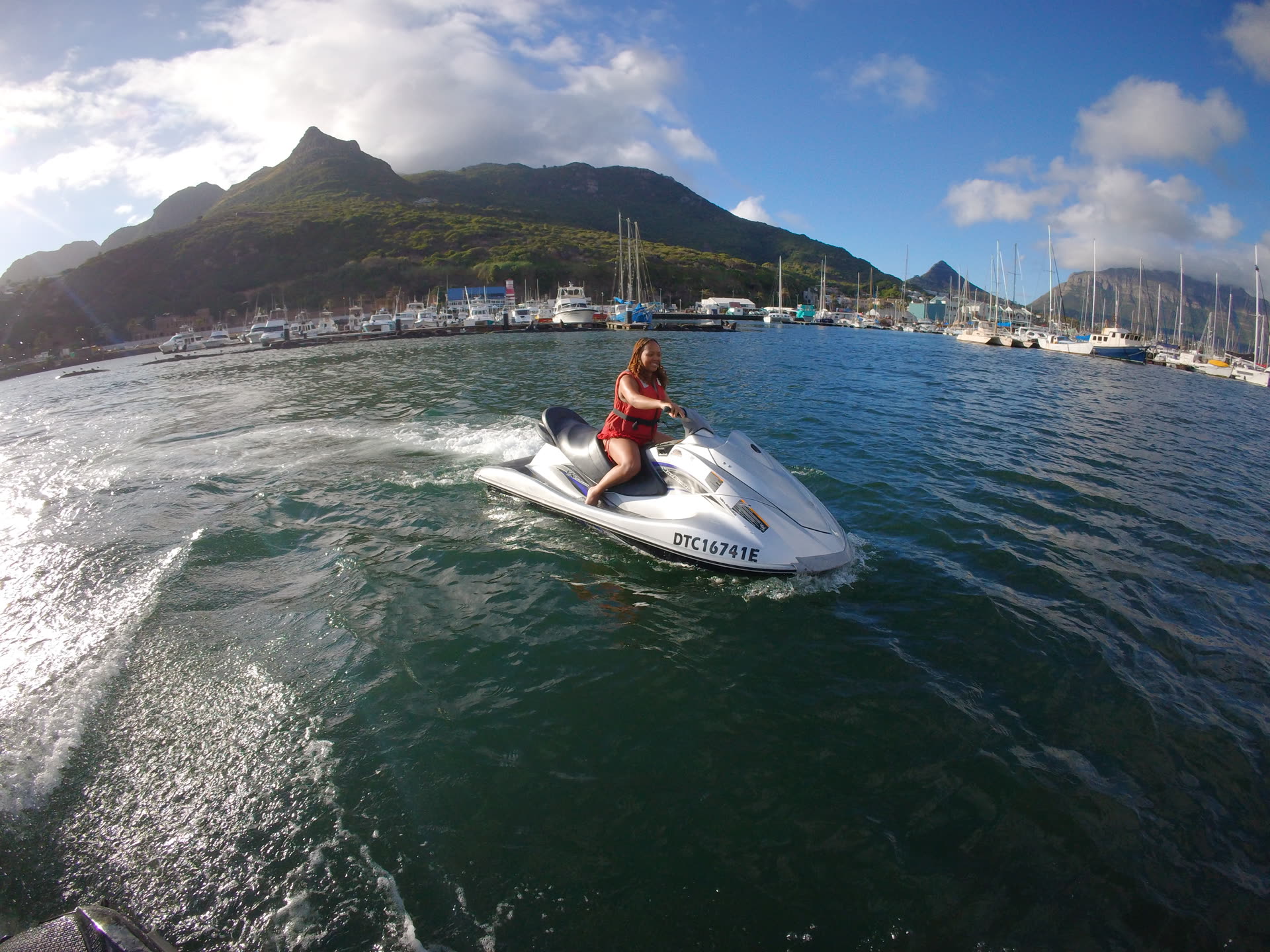 Jet ski guide leading a tour out of Hout Bay