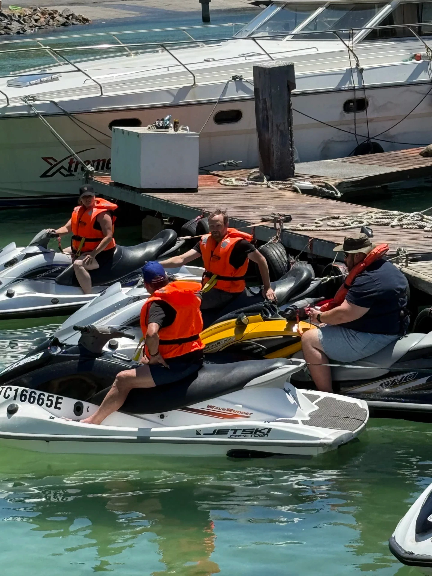 Group of riders on Jetski Cape Town fleet at the marina
